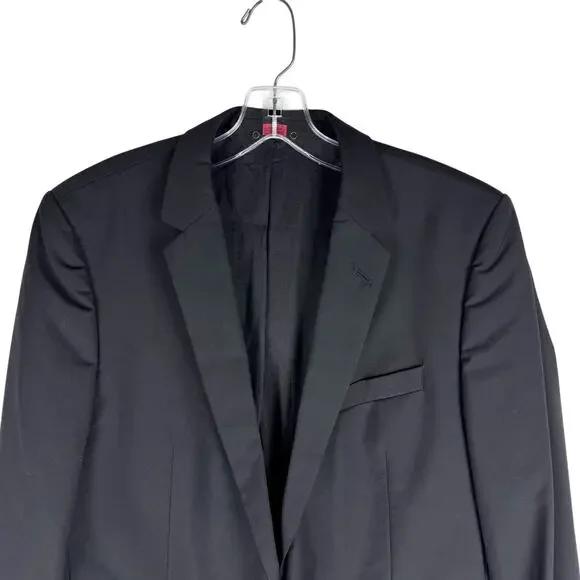 Hugo Boss Super 120s Wool Blazer Black Logo Lined Size 42L